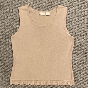 Tan Ribbed Fitted Sleeveless Tank Top